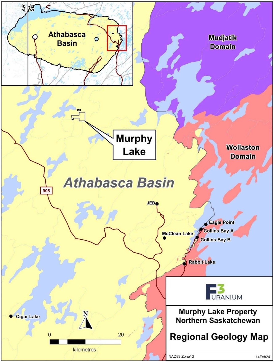 Figure 2. Murphy Lake Property - Regional Location, Eastern Athabasca Basin.