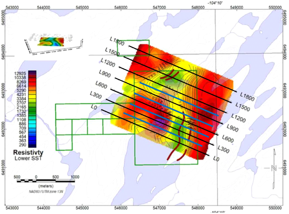 Figure 1. Conductor systems at Murphy Lake — proposed MLEM survey lines.