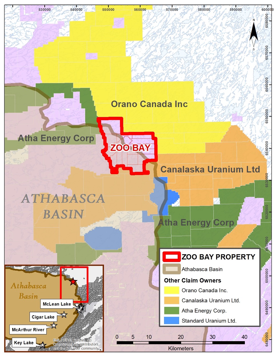 Figure 2. Zoo Bay Property — claim block layout, NE Athabasca Basin.