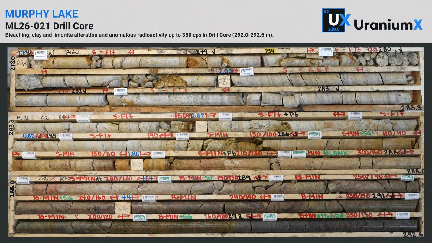 Anomalous radioactivity and strong alteration in drill hole ML26-021