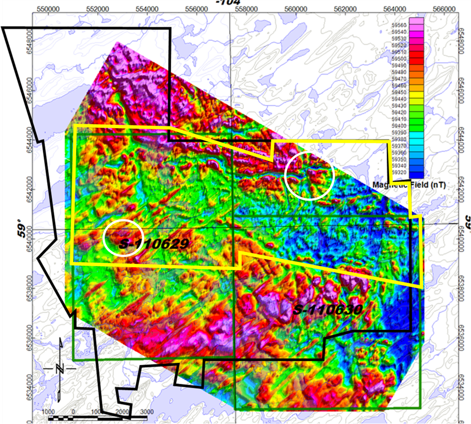 Zoo Bay proprietary magnetic field map with proposed gravity survey outline